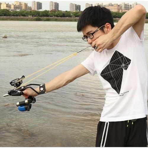 Fishing Slingshot Accurate Sling shot with Arrow Rest Red Laser Pointe Fishing Coils Slingshots Fishing Accessories Set