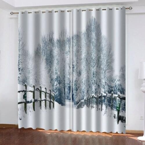 Customized size Luxury Blackout 3D Window Curtains For Living Room winter snow curtains personality curtains