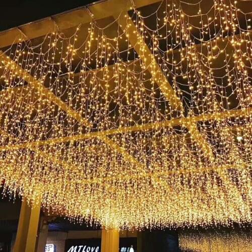 Christmas Lights Outdoor 4~20M LED Curtain Icicle Garland Fairy Lights Droop 0.6m New Year Garden Garland Street Christmas Decor