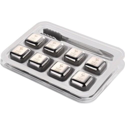 With Box Stainless Steel Ice Cubes, Reusable Chilling Stones for Whiskey Wine, Keep Your Drink Cold Longer, SGS Test Pass