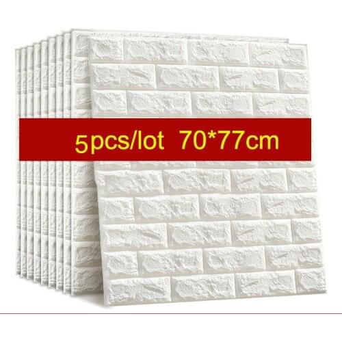 5PCS Self Adhesive Waterproof TV Background Brick Wallpapers 3D Wall Sticker Living Room Wallpaper Mural Bedroom Decorative