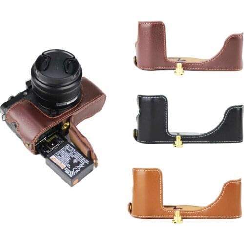 New Genuine Leather Camera Bag For Fujifilm XT100 Professional Camera Half Case Cover Half Body Open Battery