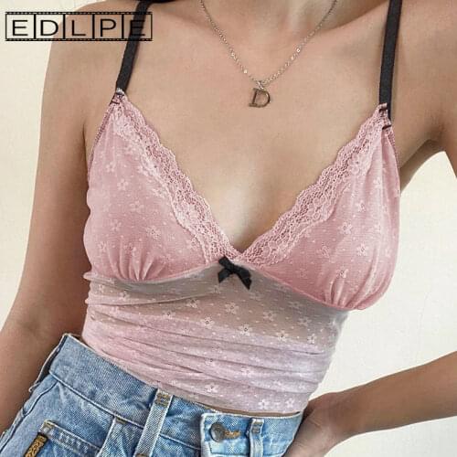 Unif Sweet Retro Pink Lace Strap Corset Top Women Hollow Out Perspective Sexy Y2k Top Fairy Grunge Kawaii Bralette Top