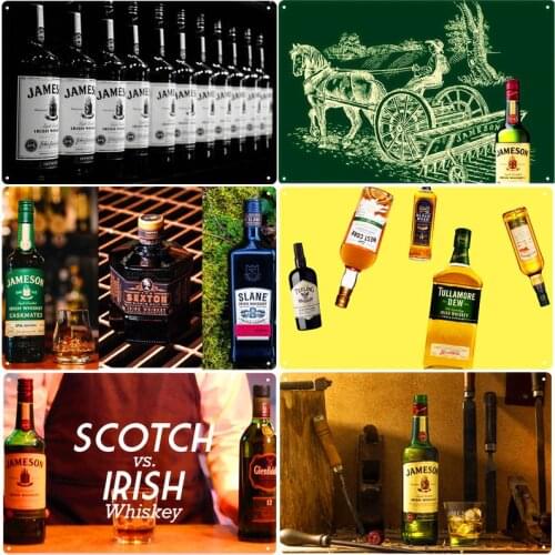 Irish Whiskey Plaque Vintage Metal Tin Signs Pub Bar Club Home Decoration Cold Beer Wall Posters Ginger Ale Art Painting ZSS57