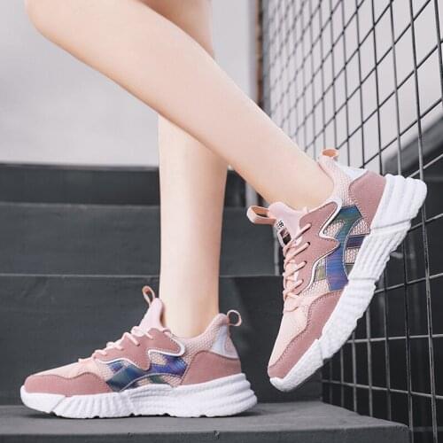 Womens Sneakers 2021 Spring Summer Leisure Shoes Travel Lightweight Shock-absorbing Student Breathable Mesh Running Shoes
