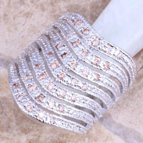Eye-catching Brown Morganite Silver Plated Womens Ring Size 6 / 7 / 8 / 9 R1230