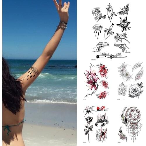 1Sheet Butterfly Waterproof Temporary Tattoo Flower Women Fashion Tattoos Arm Sleeve Fake Tattoo For Girls Kids