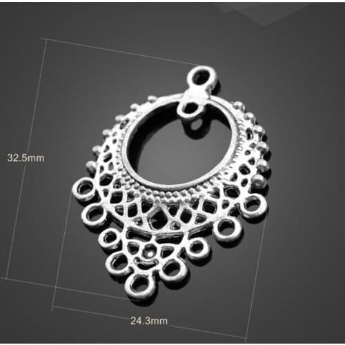 Newest Style 10 Pieces/Lot 24.3mm*32.5mm Antique Silver Plated Diy Jewelry Accessory Flower Bracelet Connector Charms