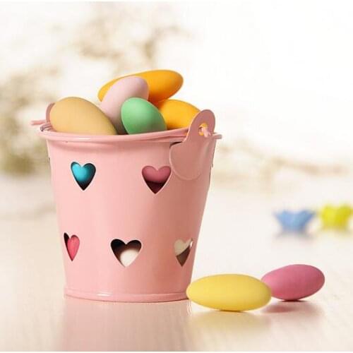 10pcs/lot Beautiful Mini Hollow Heart Iron Bucket For Wedding Candy Box Party Favor Gift Box Garden Pot Planters Decorative