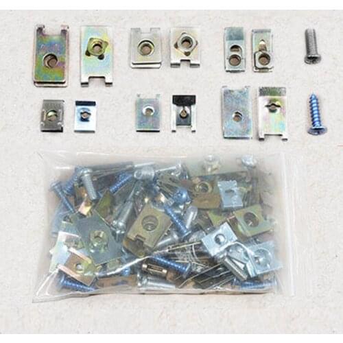100pcs U Type Mixed Clips fixed screw Fastener Fixed Screw for Door Roof linings Panels Dashboards