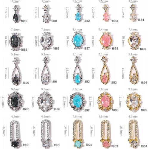 2 Pcs Shiny Zircon 3D Nail Art Decorations Luxury Diamond Crystal Charm Alloy Pendant Jewelry Manicure Design Accessories
