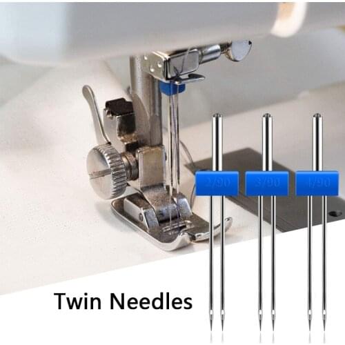 3Pcs Sewing Machine Needles Twin Needles 2/90 3/90 4/90 Twin Needles Wrinkled Sewing Needles Household Sewing Machine Accessorie