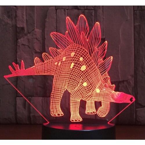 3D LED Night Light Dinosaur Stegosaurus with 7 Colors Light for Home Decoration Lamp Amazing Visualization Optical Illusion