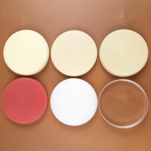 6 Pieces OD98x14mm Polymethyl Methacrylate Dental PMMA Blocks for Temporary Crowns and Bridges Color A1/A2/A3/A0/Clear/Pink