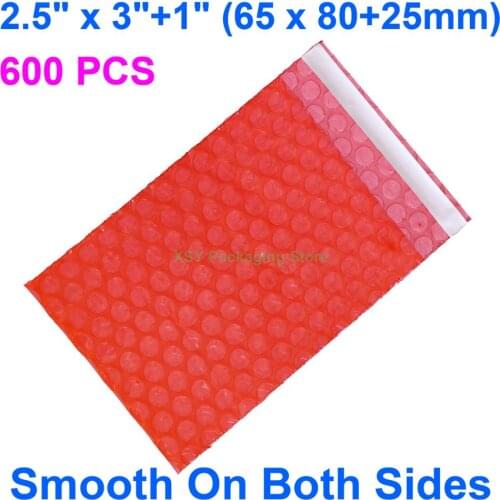 600 Pieces 2.5" x 3"+1" (65 x 80+25mm) Self Seal Red Anti Static Bubble Bags Electronic Product Packing Plastic Envelope Pouches