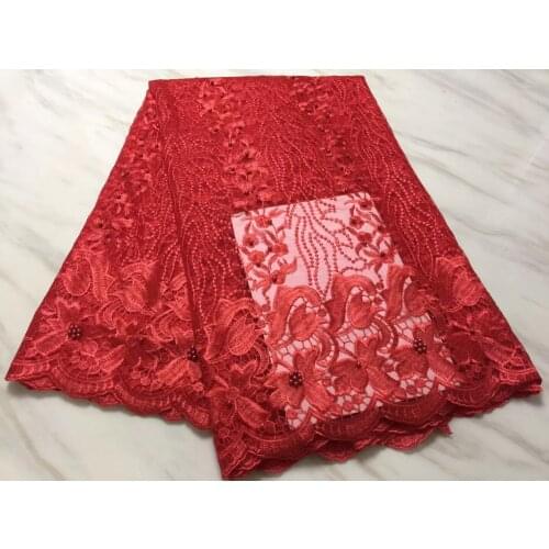 African net lace embroidery fabric, red lace fabric bride good quality, latest flower tulle lace sewing PL29091