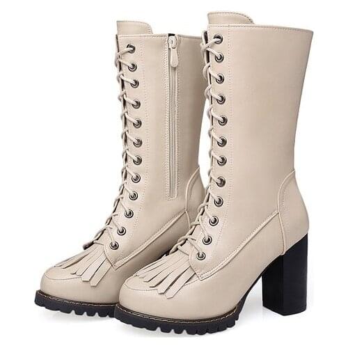 Big Size 9 10 11-16 boots women shoes ankle boots for women ladies boots shoes woman winter Solid color front lacing