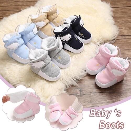 Botas Winter Baby Boys Girls Shoes Infants Warm Snow Boots Cute Wings Velcro Newborn Booties First Walkers Soft Bottom Sneakers