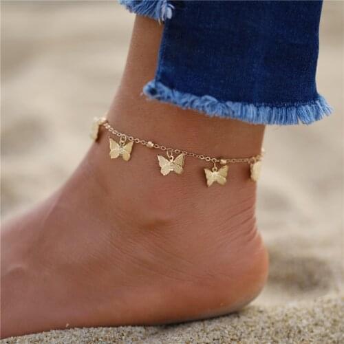 Kissme Elegant Little Butterfly Charms Anklets For Women Gold Silver Color Metal Ankle Foot Chains New Fashion Jewelry Wholesale