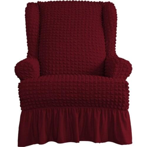 Seersucker Wingback Armchair Cover Recliner Couch Sofa Slipcover with Skirts