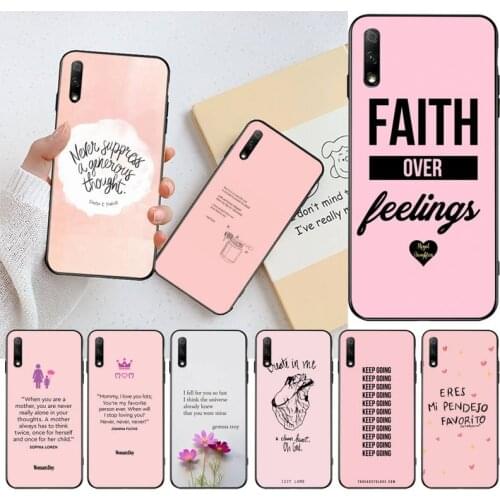 CUTEWANAN Pink poet quotes Poetry Verse DIY Printing Phone Case cover Shell for Huawei Honor 30 20 10 9 8 8x 8c v30Lite view pro