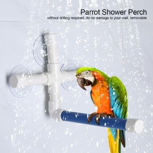 Bird Bath Perch Suction Cup Shower Stand Bird Water Bath Tub Bird Cage Hanging Bowl Parrot Macaw Paw Bathing Toy