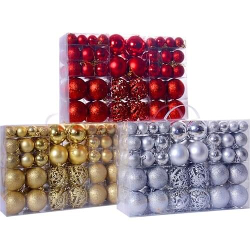 Hot Sale 100Pcs Solid Color Christmas Tree Balls Ornaments Baubles Home Party Hanging Ornament Gift