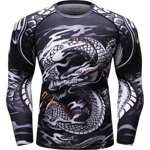 Hot Sale Digital Sublimation Printed Long Sleeve Men Breathable Running Fitness Rash Guard
