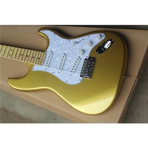 Inventory, Signature 6-string electric guitar, 22 pieces of grooved maple fingerboard, golden body, chrome hardware, free shippi