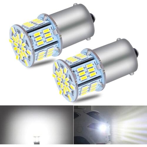 2PCS High Quality 1156 P21W LED BA15S Led 3014 54SMD Lamp for Car Turn Signal light Reverse Brake Light 12V 6000K White DC12V