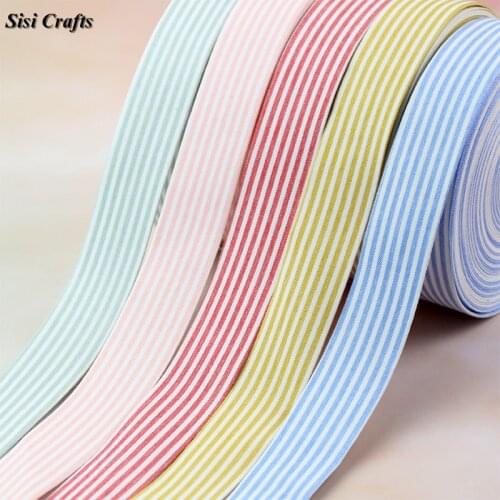 Sisi Crafts Tape Pink and White Stripe Ribbon 10 25 40mm Yellow Blue Fabric Bias Trim Layering DIY Hair Bow Tie Collar Material