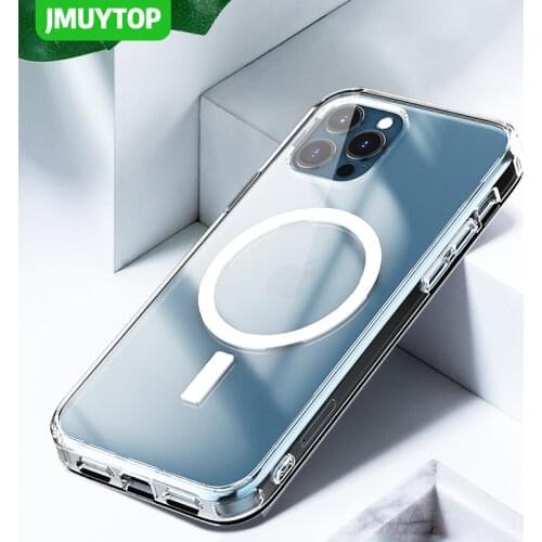 Magnetic adsorption Clear Case For iPhone 12 pro max Support Wireless Charging Magnet adsorption Scratch proof hard back cover