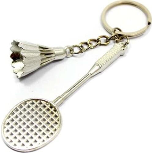 Metal Bronze Sliver Badminton Keychain Car Key chain Jewelry Key ring Holder Ring Car Bag Pendant Charm Keyring Wholesale