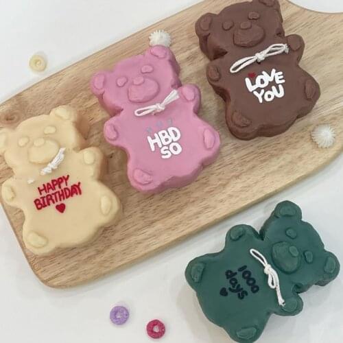 Cute Bear Aromatherapy Gypsum Candle Mold Chocolate Dessert Cake Decoration Silicone Mold