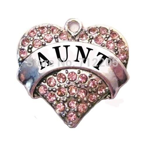 Fashion AUNT Crystal Heart Family Pendant