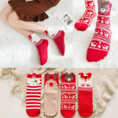 Fashion Christmas Knitted Socks Printed Cartoon Girls Ladies Women Winter Stockings Christmas Gift Navidad New Year Supplies