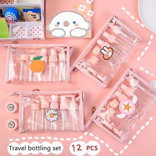 Cartoon Travel Bottling Set Portable Cosmetic Sample Empty Bottle Skin Care Product Spray Bottle Storage Bag