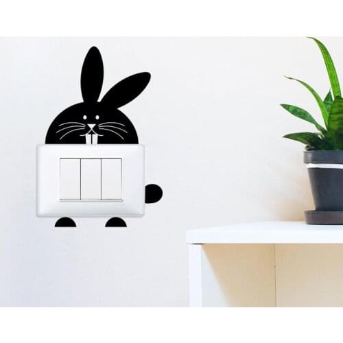 Pet Rabbit Art Switch Sticker Living room Bedroom Decorative Wall Stickers Vinyl Waterproof Murals JG1443