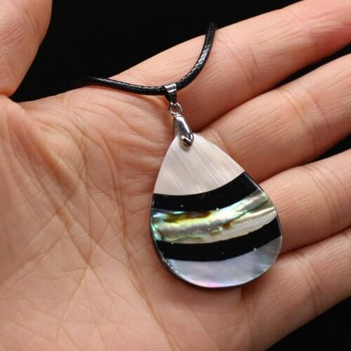 Natural Shell Necklace With Drop-Shaped Pendant Leather Cord 2MM Charms For Elegant Women Love Romantic Gift