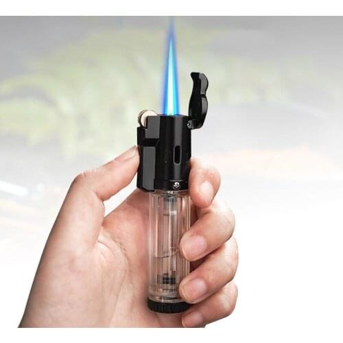 Honest New Windproof Lighter Inflatable Gas Mens Creative Personality Straight Blue Flame Sand Wheel Cigar Lighter
