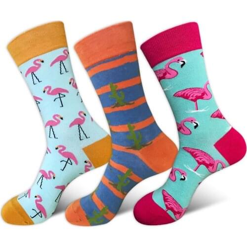 NEW Harajuku popular fashion brand flamingo hosiery socks Cactus stocking Men and Women Cotton Retro Socks