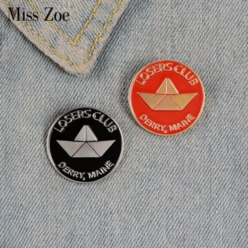 Losers Club Boat Enamel Pin Custom Black Red Round Brooches for Shirt Lapel Bag Badge Punk Vintage Jewelry Gift for Friends