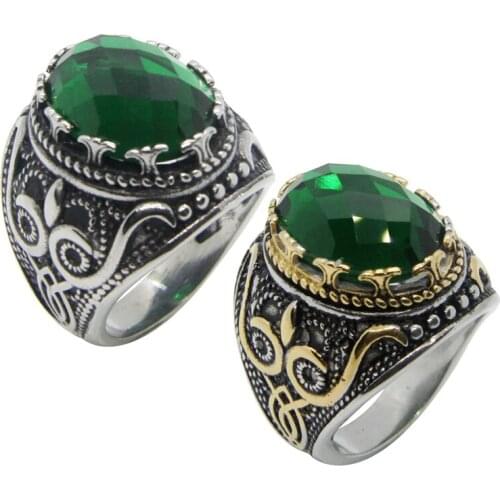 Drop Ship Cool Cocktail Ring With Green Stone 316L Stainless Steel Special Men Ladies Fashion Ring