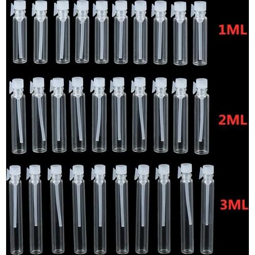 10pcs 1/2/3ml Empty Clear Glass Perfume Small Sample Vials Perfume Bottle Laboratory Liquid Fragrance Test Tube Trial Bottle