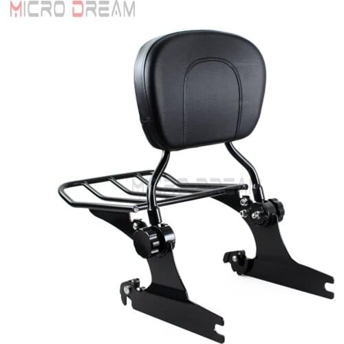 Adjustable Black Rear Sissy Bar Luggage Rack Holder Backrest Detachable For Harley Softail Fat Boy FLSTF Standard FXST 2006-Up