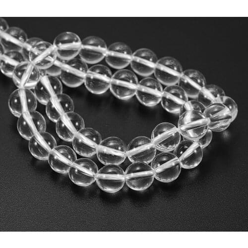 Natural Clear Rock Crystal Quartz Stone Beads White Chalcedony Loose Spacer Bead For Jewelry Making DIY Bracelet Earrings 12mm