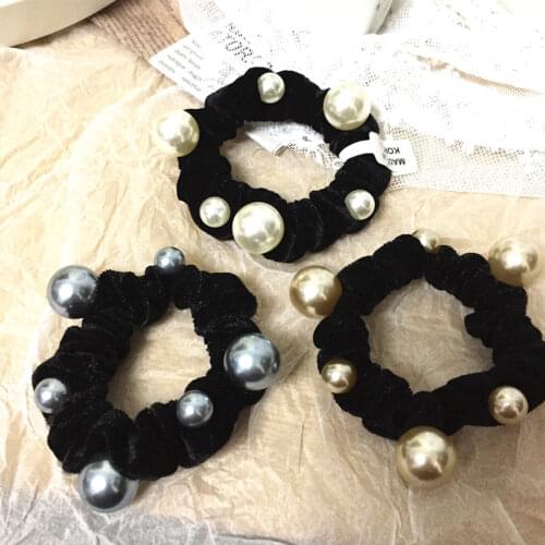 Women Scrunchies Hair Ties Elastic Rubber Bands Korean Flower Pearl Rhinestone Head Accessories Bows Knot Girls Wholesale