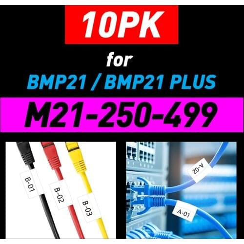 1/5/10PK Nylon Label Tape M21 250 499 6.35mm*4.9m M21 Tape Compatible BMP21 BMP21-PLUS LAB Label Printer M21 750 427 Ribbon