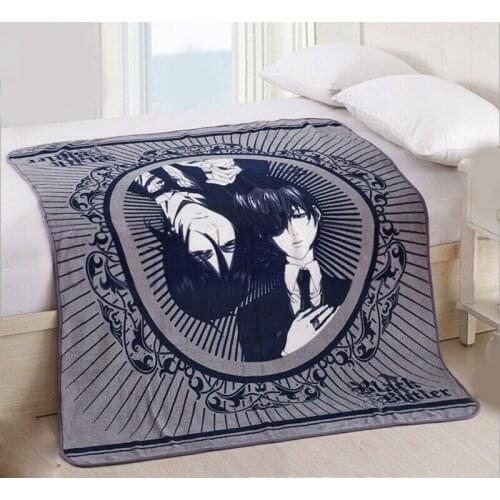 1pc Anime Black Butler Cartoon Ciel Phantomhive One-sided Printed Air Condition Throw Bed Blanket Cosplay Prop for Men Women