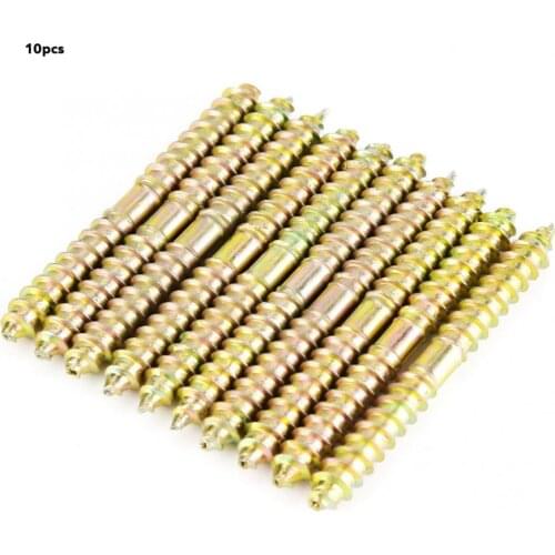 10pcs 6*60mm Dowel Screw Woodworking Furniture Connector Double Ended Screw tornillos cabeza arandela